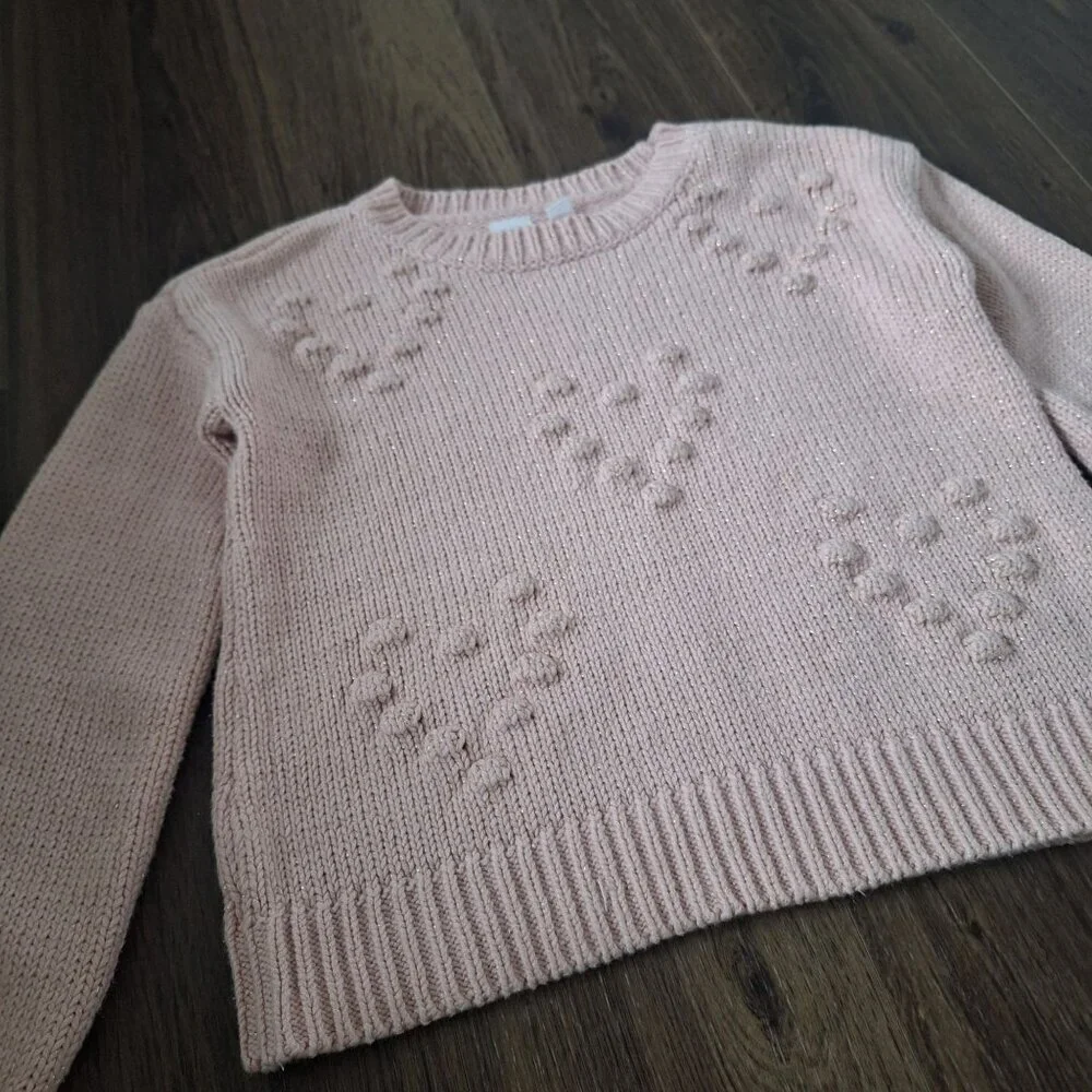 💙 Gap Girls Thick Warm Knit Crewneck Sweater Size L Pink Coquette Girly Cute Ou
